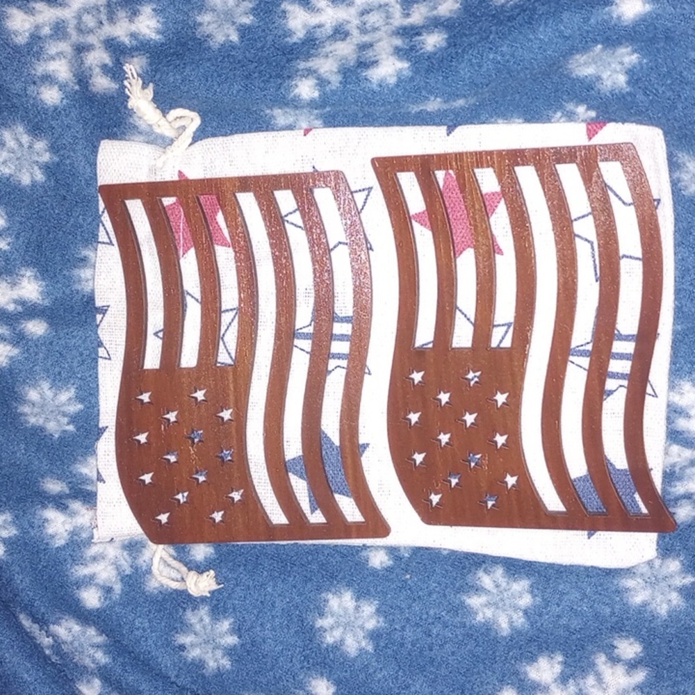 NWOT hand made wooden flag coasters